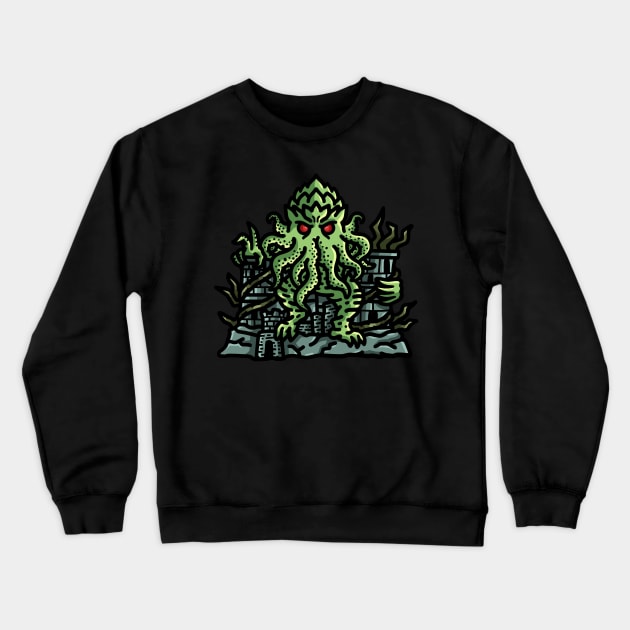 Cthulhu's Dominion: The Great Old One on the Throne Crewneck Sweatshirt by Holymayo Tee